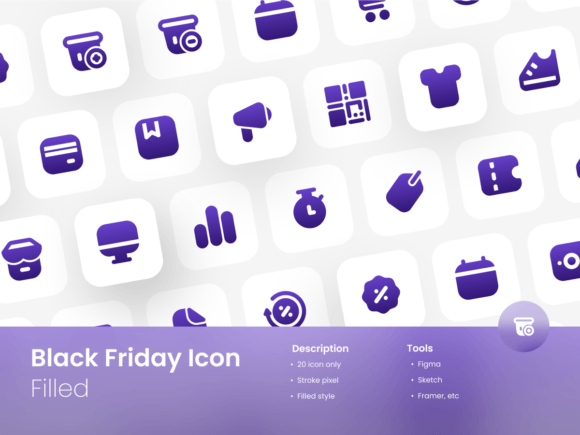 Black Friday Icon Set Gradient Filled for Local Business Graphics