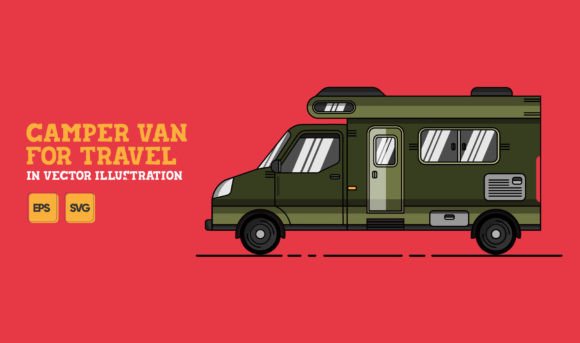 Camper Van for Travel in Vector