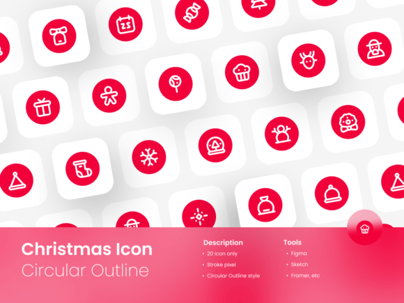 Christmas Icon Set Circular Outline Style Graphics