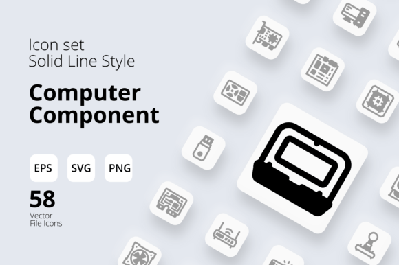 Computer Component Icon Set Solid Line