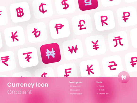 Currency Icon Set Gradient Outline Style for Modern Graphics