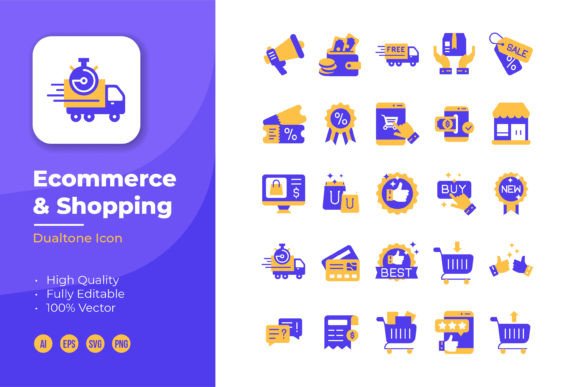 Ecommerce Duotone Icon for Graphics and Web Design