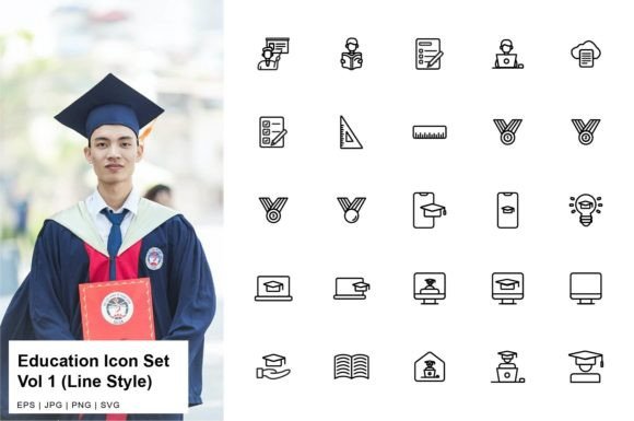 Education Icon Set Line Vol1 Graphics for Content Publishers
