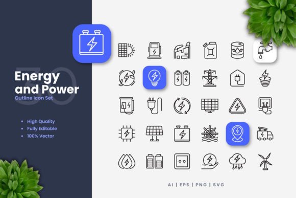 Energy and Power Icons Graphics for Modern Content