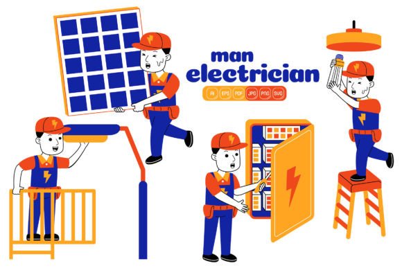Man Electrician Vector Pack 03: A Graphic Asset for Modern Branding