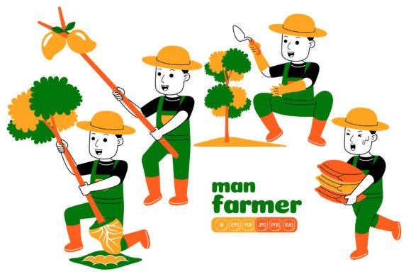 Man Farmer Vector Pack 03: A Versatile Graphic Design Asset for Branding and Marketing