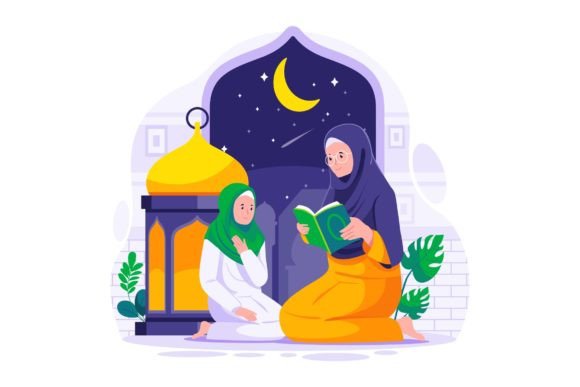 Religious Family Illustration for Graphic Design