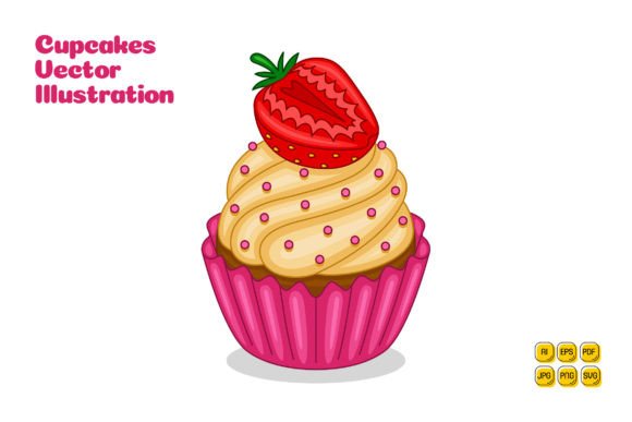 Strawberry Cupcakes Graphics for Modern Editorial Design