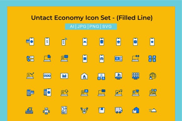 Untact Economy Icon Set - Filled Line Graphics