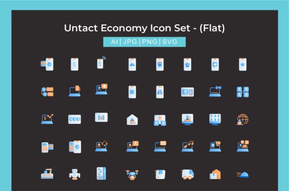 Untact Economy Icon Set - Flat Graphics for Modern Branding