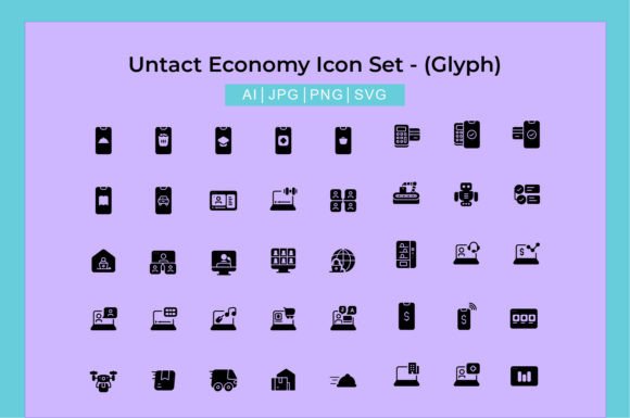 Untact Economy Icon Set - Glyph