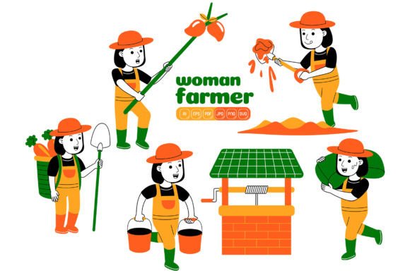 Woman Farmer Vector Pack 05
